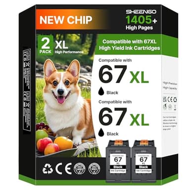 67 Ink 67XL Black Ink Cartridge Compatible for HP Ink 67 XL for HP DeskJet 2855e 2827e 2755e 2700e 2755 2755e 2742e 4100 4100e 4155e 4152 4152e Envy 6000 6400 6400e 6055e 6052e 6455e 6458e (2-Black) - Image 1