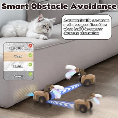 Heuceou Automatic/Remote Control Cat Toy, Smart Obstacle Avoidance Interactive Cat Toys for Indoor Cat, 2-Speed Kitten Toys, Rechargeable Cat Toys for Bored Indoor Adult Cats Turbo Tail 4.0 - Image 4