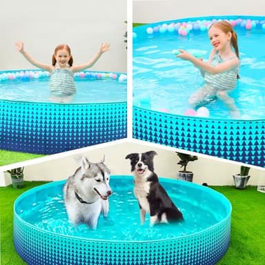 Jasonwell Foldable Dog Kiddie Pool - Hard Plastic Kids Paddling Pool Toddler Baby Swimming Pools for Backyard Collapsible Whelping Box Pet Doggie Cats Wading Pools Bathtub for Puppy Large Dogs 40In - Image 7