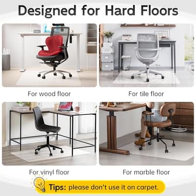 HOMEK Office Chair Mat for Hardwood Floor, 72" x 36" Clear Computer/Desk Chair Mat for Hard Floor, Thicker, Easy Glide, Non-Slip, Protects Hard Surfaces from Scratches, Ideal for Home or Office - Image 7