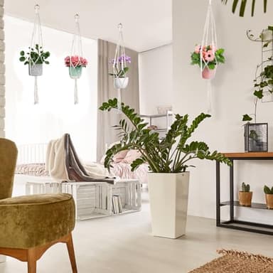 Kicovitifa Macrame Plant Hanger, 4 Pack Plant Hanger Indoor, Hanging Planters for Indoor Plants Pots, Handmade Macromay Hanging Planters Holder for Boho Home Décor (Style-3) - Image 5