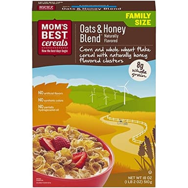 Mom's Best Oats and Honey Blend Cereal, Made with Whole Grain, Heart Healthy, No High Fructose Corn Syrup, Kosher, 18 Oz Box (Pack of 14) - Image 6