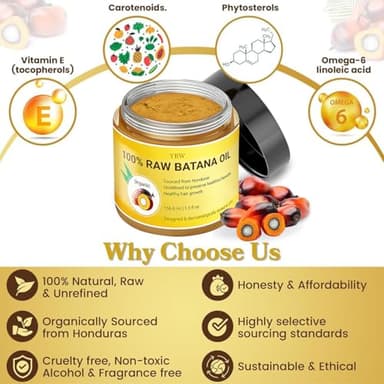 Raw Batana Oil for Hair Growth by Dr. Sebi Organic Raw Honduras Oil - 100% Pure & Natural Botana Paste for Thicker, Stronger Hair for Men and Women - Image 6