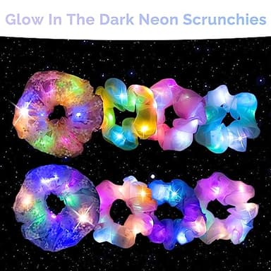 8 Pcs LED Scrunchies for Women - Scrunchy, Light Up Scrunchies for Girls, Colorful Yarn Hair Tie Multi Light Modes, Glow in the Dark Hair Accessories for Christmas Rave Party (#01) - Image 3