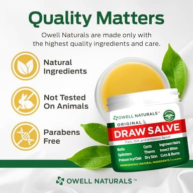 OWELL Naturals Drawing Salve Ointment for ingrown Hair, Boil & Cyst, Splinter Remover, Bug Spider Bites, bee Sting, Mosquito bite Itch, Poison Ivy, Flare, Hangnail - Image 6
