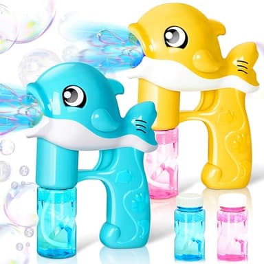 JOYIN 2 Bubble Guns, Whale Bubble Maker LED Automatic with 4 Refill Solutions for Kids, Toddlers, Summer Outdoor Toy, Party Favor - Image 1