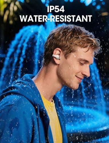 Open Ear Wireless Earbuds, Bluetooth 5.4 Clip on Earbuds with Mic, Open Ear Headphones with Charging Case LED Display, 44H Play, IP54 Waterproof, Lightweight Comfort for Running Sport Workout (White) - Image 6