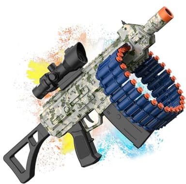 Electric Automatic Toy with Scope, JakMean Toy Blaster with 30 Dart Clips and 100 Foam Darts, Outdoor Shooting Games Toys for 6-12 Year Old Boys & Girls Adults, Gifts for Birthday Xmas, Green - Image 1