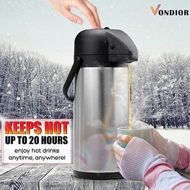 Coffee Carafe for Keeping Hot - 102oz/3L Airpot Coffee Dispenser with Pump - Insulated Stainless Steel Hot Beverage Dispenser for Parties - Thermal Carafe for Hot Drinks Water Tea Chocolate - Image 2