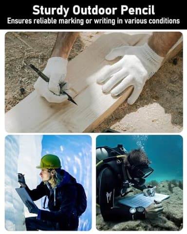 Four Candies 1.3mm Mechanical Pencil Set with 72 Lead Refill, 3PCS Metal Weatherproof Body Heavy Duty Carpenter Pencil, 3 Eraser, 16 Eraser Refill, for Outdoor Woodworking Drafting Marking with Case - Image 8