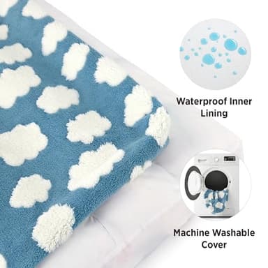 LE SURE Cute Dog Beds Medium Size Dog-Thick Shredded Chopped Foam Pet Bed Indoor with Removable Washable Cover, Modern Fuzzy Plush & Anti Slip Bottom, Blue - Image 4
