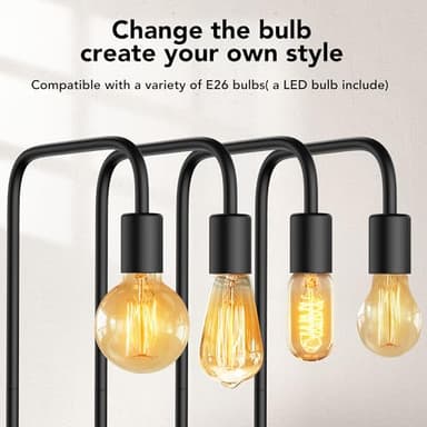QiMH Industrial Floor Lamp with Light Bulb,Metal Tall Standing Lamp,Tall Modern Black Led Floor Lamp for Home Decor Bedroom Reading Office, Black - Image 3