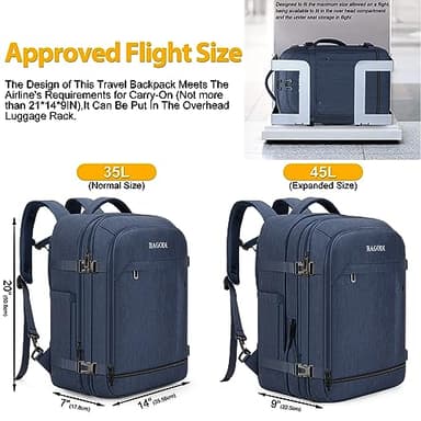 BAGODI Carry On Backpack for Men Women,42L Flight Approved Travel Backpack with 4 Packing cubes,Expandable Water-resistant 17Inch Laptop Backpack,Casual Daypack Businless Weekend Hiking - Image 2