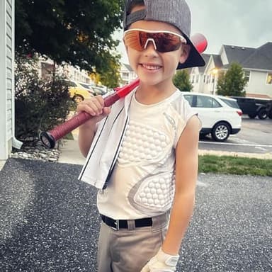 COOLOMG Youth Baseball Padded Shirt Kids Chest Protector Rib Heart Guard Sternum Protection for Football Softball Lacrosse Rugby White M - Image 3