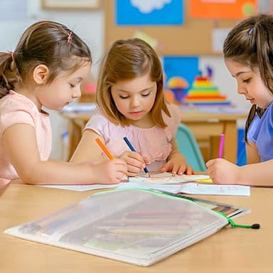 JARLINK A3 (16.5x12.6 in, 12 Pcs) Mesh Zipper Pouch, 12 Colors Extra Large Zipper Bags, Waterproof File Pouches for Office Supplies, Puzzles, Board Game, School, Travel Accessories & Craft Projects - Image 2