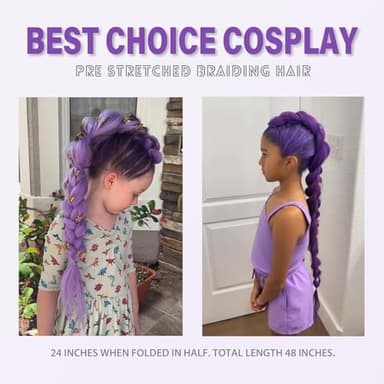 Purple Braiding Hair, Rumi Hair Extensions Purple, Long Rumi Wig hair Extensions for braids, Synthetic Crochet Braiding Twist Hair Halloween Costume Cosplay (24IN) - Image 4