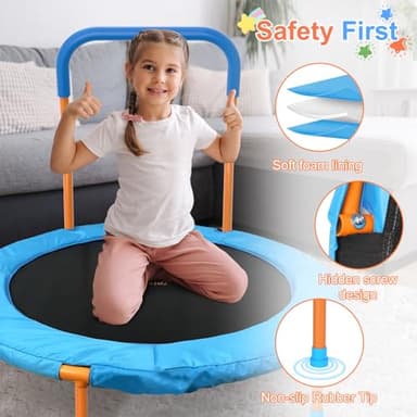 Ativafit 36inch Mini Toddler Trampoline for Kids Ages 1-6 Indoor Outdoor Folding Small Rebounder Trampoline with Foam Handle Safety Padded Cover Fun for Kids - Image 3