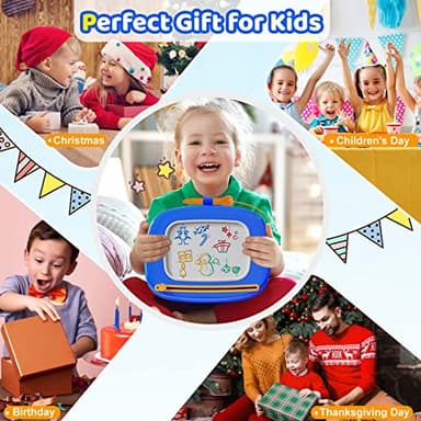 Kikidex Toddlers Toys Age 1-3, Magnetic Drawing Board, Toddler Girl Toys for 1-2 Year Old, Doodle Board Pad Learning and Educational Toys for 1 2 3 Year Old Baby Kids Birthday Gift (Dark Blue) - Image 7
