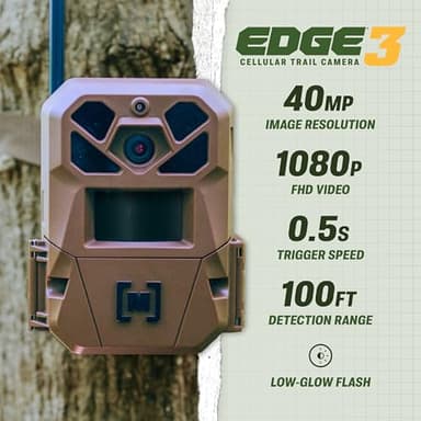 Moultrie Edge 3 Cellular Trail Camera with 3.4W Solar Kit - 40MP HD Photo Capture - 1080p Low-Glow Flash - GPS - Multi-Carrier Auto-Connect - Built-in Memory - 0.5s Trigger Speed - AI Buck Detection - Image 2
