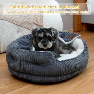 OMLIVLIES Cat Beds for Indoor Cats,with Soft Hooded Blanket.Comfortable Cute cat Bed,Removable Inner pad Washable with Non-Slip Bottom,Cozy Kitten、Small Dog Bed (Dark Grey) - Image 3