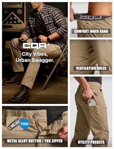 CQR Men's Vent Stretch Pants, Quick Dry Lightweight Casual Cargo Pants, Water Resistant Straight-Fit Utility Work Pants, Sedona Cougar, 32W x 32L - Image 7