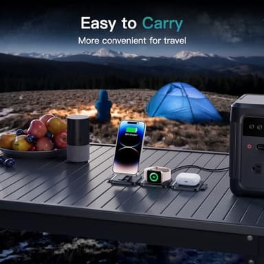 JARGOU 3 in 1 Charging Station for iPhone 16/15/14/13/12 Series, Travel Charger for Multiple Devices for AirPods 4/3/2/Pro,Wireless Charger Magnetic Charging for Apple Watch S10 Series(Black) - Image 6