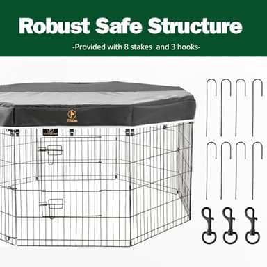 PJYuCien Dog Playpen, 8 Panels 24’’H Dog Pens Indoor with Top Cover, Metal Foldable Pet Puppy Exercise Fence Crate Kennel, Better for Small Animals - Image 5
