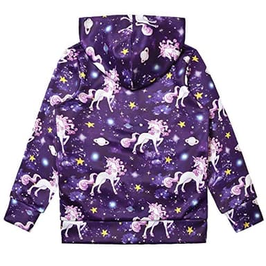 Hoodie for Girls Unicorn Zip Up Jackets Sweatshirt Navy Blue Tops Outfit 10 11 - Image 2
