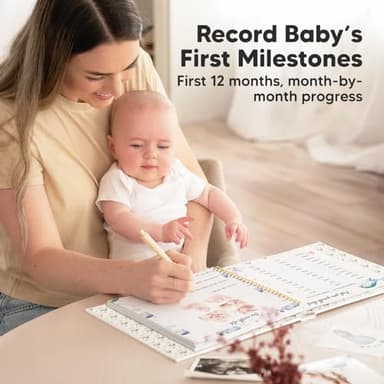 First 5 Years Baby Memory Book Girl, Boy - 90 Pages Hardcover First Year Milestone Keepsake Book, Newborn Scrapbook for New Parents, Minimalist Photo Album Journal, Gift for Baby Shower (SeaWorld) - Image 7