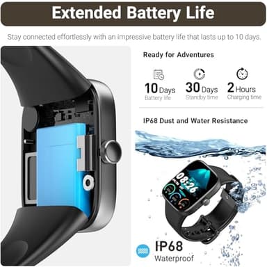 TOZO AMOLED S7 Smart Watch Bluetooth Call 1.85 Inch Ultra HD Screen, Dynamic Dials Messages Push 100+ Sports Modes, Detect Human Health Sleep Monitor with High Battery Life, Touch Function - Image 7