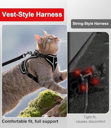 Cat Harness and Leash for Walking Escape Proof Soft Adjustable Cat Leash Breathable Comfortable Vest Easy to Wear Kitten Harness for Outdoor Travel Black M - Image 7