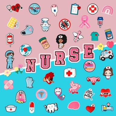 QAUYETM 46PCS Nurse Shoe Charms Medical Nursing Decorations Cute PVC Accessories Gift Idea for Women Men Adults Nurses Week Graduation Birthday Party Favors - Image 3