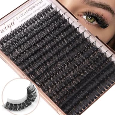 Geeneiya Volume Lash Clusters Kit DIY Lash Extension Kit D Eyelash Extensions with Lash Bond and Seal Tweezers,10-14mm Eye Corner Eyelashes and 16-18MM Cluster Lashes 300Pcs - Image 6