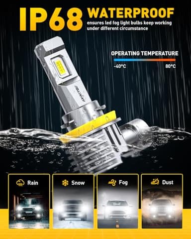 AUXITO H11 9005 LED Bulb, 900% Ultra-Bright, 6500K 68000LM Light, Plug and Play, Long Lifespan, No Flicker, 99% Compatibility, Pack of 4 - Image 8