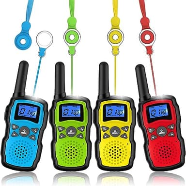Wishouse Walkie Talkies for Kids Adults Long Range,Xmas Birthday Gift for 3 4 5 6 7 8 9 10 Year Old Boys Girls,Hiking Camping Gear Toys with Lamp,Lanyards,VOX,Easy to Use,4 Pack(No Battery No Charger) - Image 1