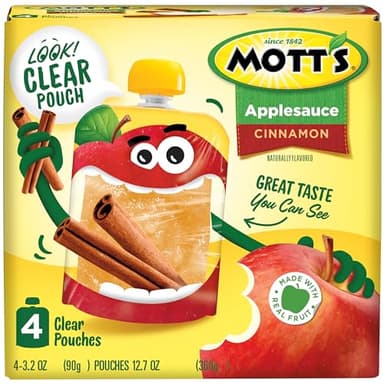 Mott's Cinnamon Applesauce, 3.2 Oz Clear Pouches, 24 Count (6 Packs Of 4), No Artificial Flavors, Good Source Of Vitamin C, Nutritious Option For The Whole Family - Image 9