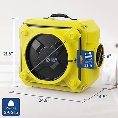 ALORAIR Air Scrubber with 3 Stage Filtration, Stackable Negative Air Machine for Industrial and Commercial Use, Heavy Duty Air Cleaner with MERV-10 Filter, HEPA/Activated carbon Filter, Yellow - Image 8