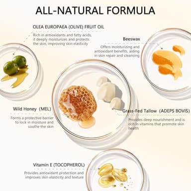 Grass-Fed Beef Tallow Balm for Skin with Raw Honey - Face & Body Moisturizer - Natural Whipped Skin Care Cream for Dry Skin- Hydrating Body Lotion for Nourishment (50g/1.76oz) - Image 2