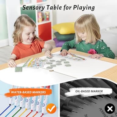 Easyego Wooden Sensory Table – Multifunctional Sand & Water Table with Double-Sided Lid, Paper Roll, Storage Box, Transparent & Game Board, and Foldable Bins for Kids' Indoor & Outdoor Play - Image 3