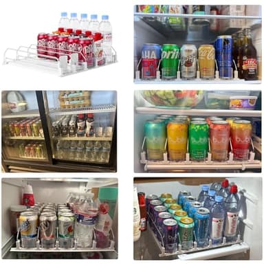 Drink Organizer for Fridge-White Automatic Pusher Glide,12oz 16oz 20oz-Soda Dispenser for Fridge-Holds up to 25 Cans - Image 2