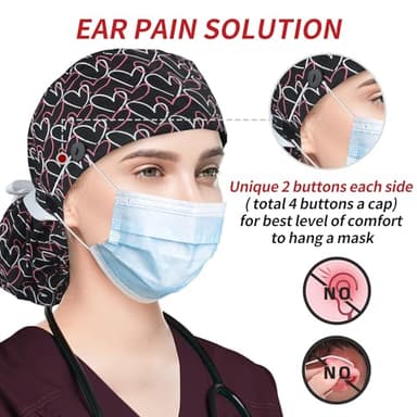 ABAMERICA Ponytail Scrub Caps for Women Surgical Caps Nurse Hat with Functional Ponytail Holder for Long Hair, Single or Satin-Lined - Image 5