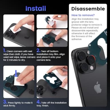 Tensea Camera Lens Protector Compatible for iPhone 16 Pro Max/16 Pro/14 Pro Max/14 Pro, Metal Aluminum Alloy Tempered Glass Cover Camera Screen Protector Accessories, Case Friendly - Image 7