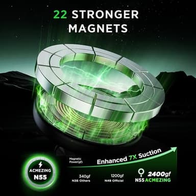 ACMEZING for 15W MagSafe Car Mount Charger, 360% Adjustable Aluminum Alloy Arm, Relocatable Car Phone Holder, Magnetic Wireless Fast Charging, Cell Phone Holder for All Car Models, Black - Image 5