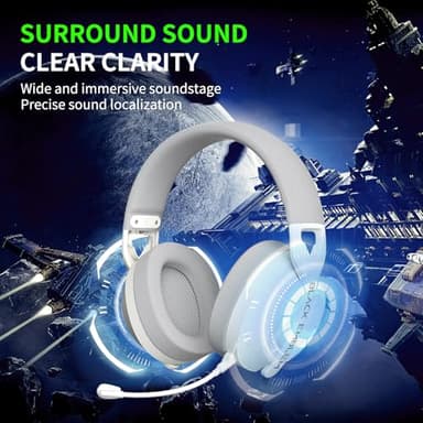 Black Emblem X2 Wireless Gaming Headset, 2.4GHz Gaming Headphones with Mic, Bluetooth 5.4, 50H Battery, Breathable Earcups, Lightweight Wireless Headset for PC/PS5/PS4/Switch - Image 3