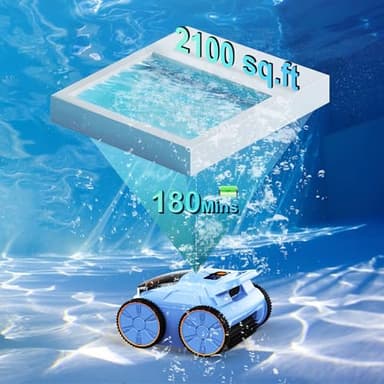 (2025 New) Robotic Pool Vacuum, Robotic Pool Cleaner for Inground Pools, Pool Robot with Smart Navigation, Floor/Wall/Waterline Cleaning, 180 Mins Runtime for Pool Up to 2100 Sq.ft - Image 5
