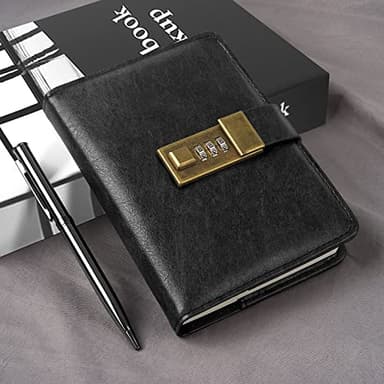 WEMATE Journal with Lock, Diary with Lock, Password Notebook, Pen & Gift Box - Perfect for Men and Women - 4.3X 6.18in Black Keep Your Secrets Safe - Image 2