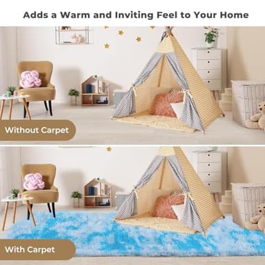 OPPODREAM Area Rugs 9x12 for Living Room, Ultra Soft Nursery Rugs for Bedrooms, 9 x 12 Fluffy Kids Carpet with 0.4" Thick Non-Slip Backing, Long Pile Shag Carpet, Fuzzy, Large, Tie-dye Sky Blue - Image 7