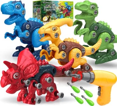 Dinosaur Toys for 3, 4, 5, 6, 7 Year Old Boys, Take Apart Toys with Electric Drill for Kids, STEM Educational Construction Building Toy, Ideal Birthday Christmas Easter Gifts, Incl Tyrannosaurus Rex - Image 1