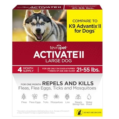 TevraPet Activate II Flea and Tick Prevention for Dogs | 4 Count | Large Dogs 21-55 lbs | Topical Drops | 4 Months Flea Treatment - Image 1