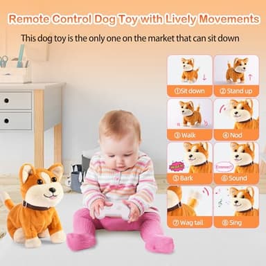 Interactive Plush Dog Toy for Kids 3+, Voice Activate, Walking, Sitting, Barking Corgi Puppy with Accessories, Realistic Stuffed Animal Gift for Girls 3-6 Years Old - Image 2